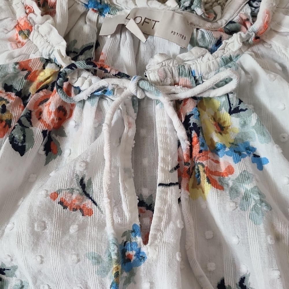 Floral Tie Neck 3/4 Sleeve Blouse- PXS Loft - Picture 6 of 14
